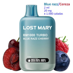 4T. Blue Razz Cherry 20 mg. «Lost Mary BM1000 TURBO» Vaper desechable