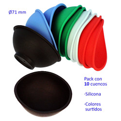 1T. Pack con 10 cuencos de silicona colores surtidos Ø 71 mm