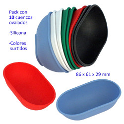 1T. Pack con 10 cuencos de silicona colores surtidos 86 x 61 x 29 mm