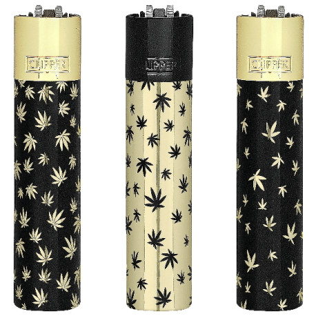 4T. Clipper «CHROME WEED» Exp. 12 encendedores con estuche de metal