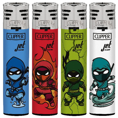 4T. Clipper «SHADOW CLAN» Jet flame Expositor con 48 encendedores