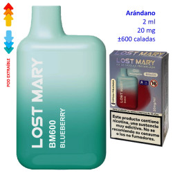 4T. Blueberry 20 mg. «Lost Mary BM600» prefilled pod Vaper desechable