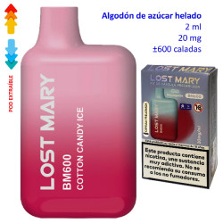 4T. Cotton Candy Ice 20 mg. «Lost Mary BM600» prefilled pod Vaper desechable