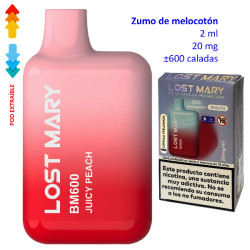 4T. Juicy Peach 20 mg. «Lost Mary BM600» prefilled pod Vaper desechable
