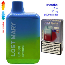 4T. Menthol 20 mg. «Lost Mary BM600» prefilled pod Vaper desechable