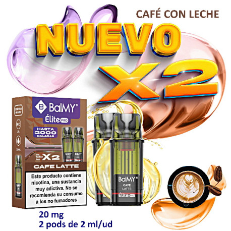 4T. Cafe latte 20 mg. «BALMY ÉLITE PRO» 2 Pod recarga