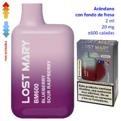 4T. Blueberry Sour Raspberry 20 mg. «Lost Mary BM600» prefilled pod Vaper desechable