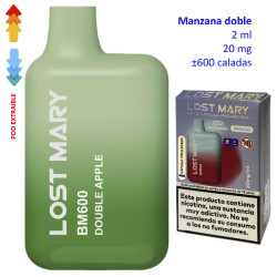 4T. Double Apple 20 mg. «Lost Mary BM600» prefilled pod Vaper desechable