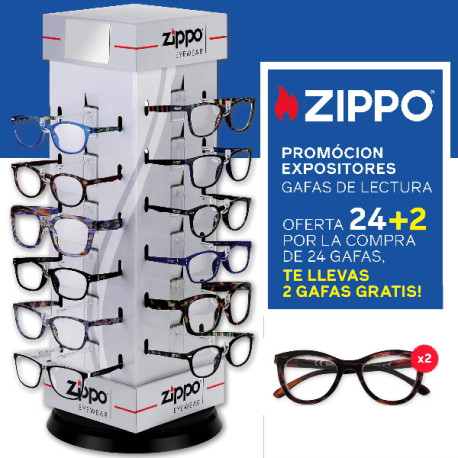 3T. Promoción Expositor  24 Gafas de Lectura «Zippo» + 2 gratis