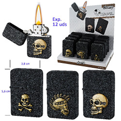 3T. Expositor con 12 encendedores piedra «Champ» Skull