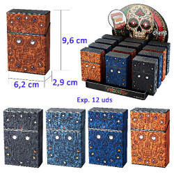3T. Expositor con 12 tabaqueras «Champ» Skull & Strass