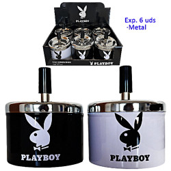 3T. Expositor con 6 ceniceros automáticos «Playboy» blanco y negro