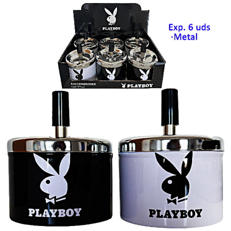 3T. Expositor con 6 ceniceros automáticos «Playboy» blanco y negro