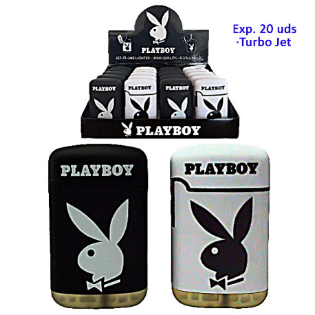 3T. Expositor 20 encend. turbo jet «Easy Torch Playboy» blanco y negro