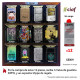 3T. Wooden Display «Zippo» with 12 assorted lighters + 12 cans of gasoline