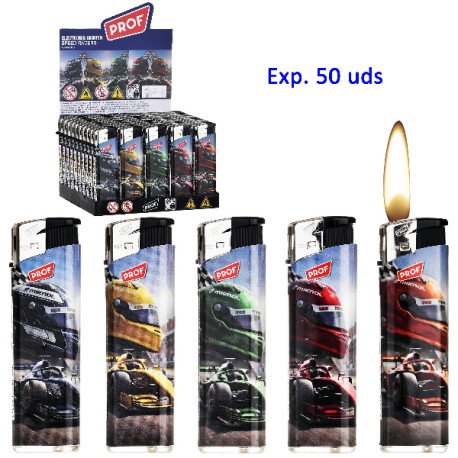 3T. Expositor con 50 encendedores piezo «Prof» Speed Racers