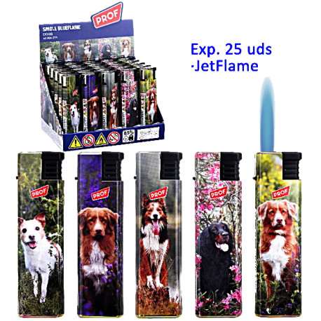 3T. Expositor con 25 encendedores jetflame «Prof» dogs