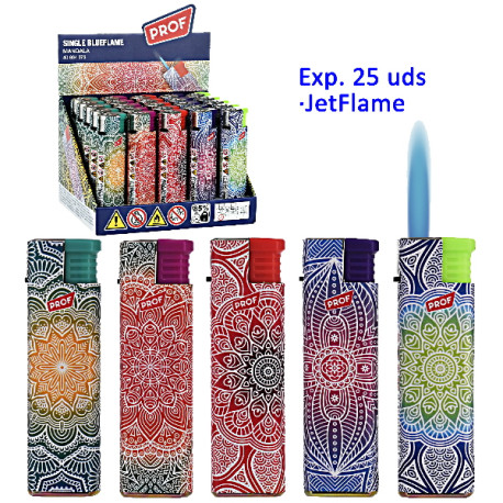 3T. Expositor con 25 encendedores jetflame «Prof» Mandala