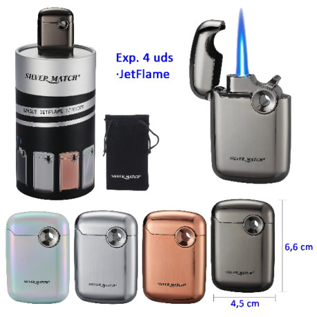 3T. Expositor con 4 encendedores jetflame «Silver Match» Paris