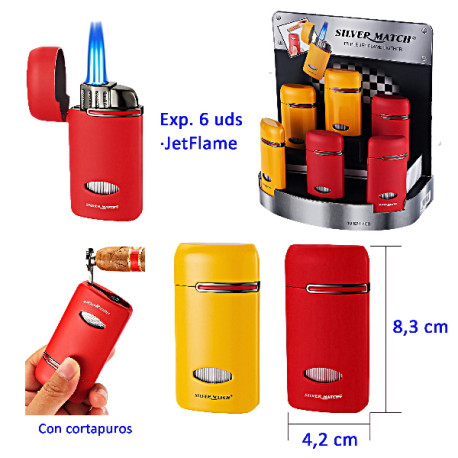 3T. Expositor con 6 encendedores jetflame «Silver Match» F1 Team