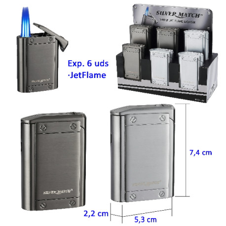 3T. Expositor con 6 encendedores jetflame «Silver Match» Bogota