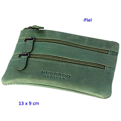 3T. Monedero 3 departamentos 13 x 9 cm verde agua
