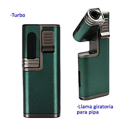 3T. Encendedor turbo «PASSATORE Yves» verde/cromado