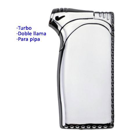 3T. Encendedor turbo para pipa doble llama «Jena Claude» Essex cromado