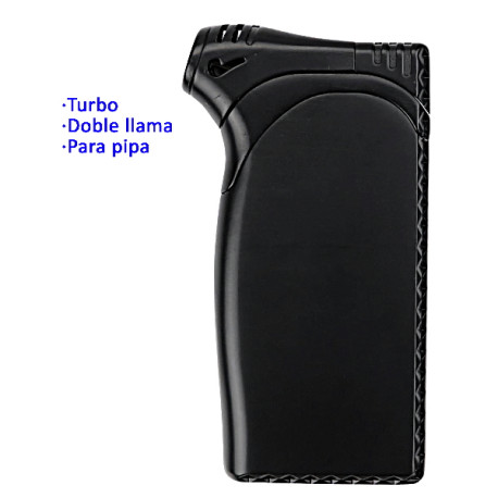 3T. Encendedor turbo para pipa doble llama «Jena Claude» Essex negro
