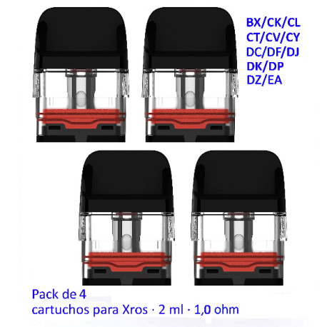 4T. Pod 1,0 ohm Xros Series Corex 3.0 2ml. Pack de 4 pcs