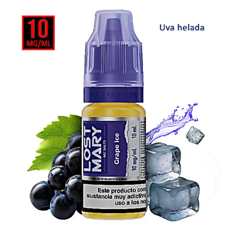 6T. 10 mg. Grape Ice «LOST MARY» Sales de nicotina 10 ml.