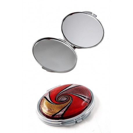 1T. Red Oval Pocket Mirror Fc004C