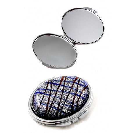 1T. Brown Lines Oval Pocket Mirror Fc004E