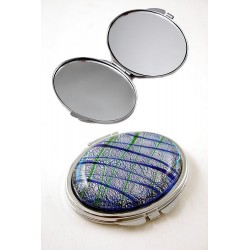 1T. Blue Lines Oval Pocket Mirror Fc004F