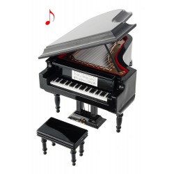 5T. Piano de cola decorativo miniatura en madera. Con caja de música